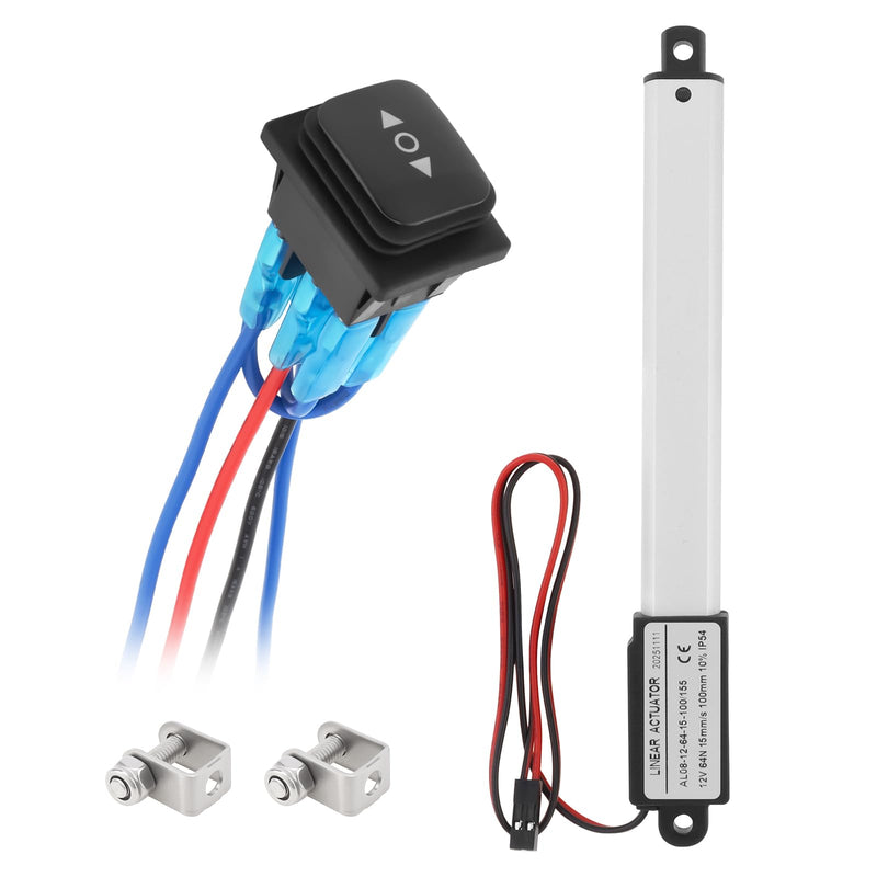 25mm 12V Mini Linear Actuator, Stroke Linear Motion Actuator 15mm/s 64N/14.4lbs High Torque Micro Electric Linear Actuator with Waterproof Switch, Mounting Bracket (25mm(1inch)) 25mm(1inch)