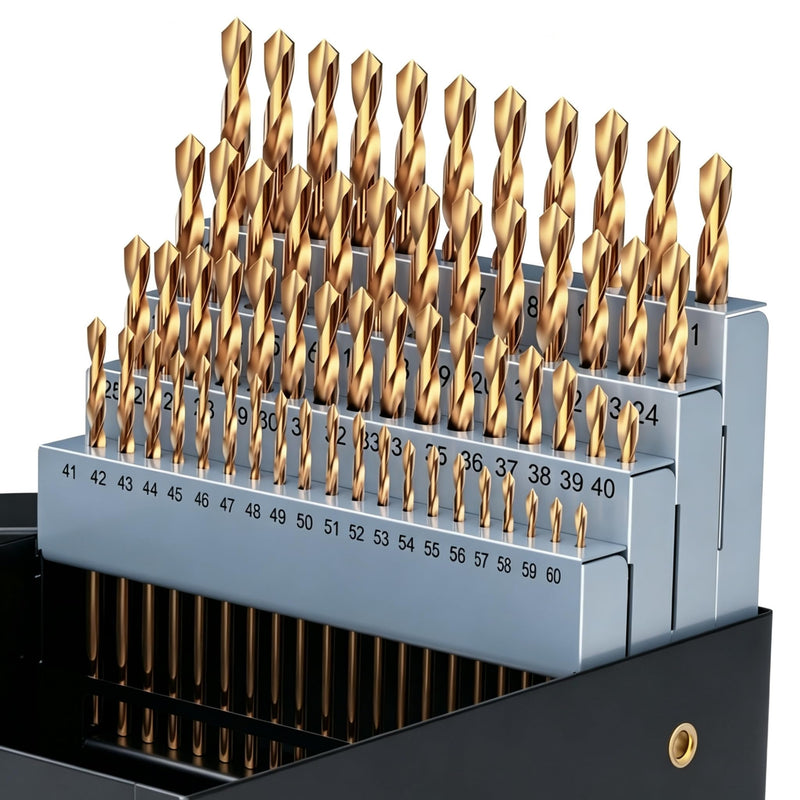 60pcs Cobalt Number Size Drill Bit Set, 4341 High Speed Steel Drill Bit Set (#1-60) for Hardened Metal, Stainless Steel, Cast Iron and Wood Plastic with Indexed Storage Case 4341-60pcs