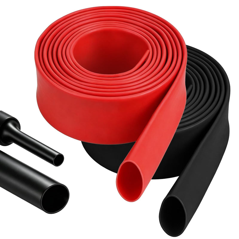 LALAGO Heat Shrink Tube Diameter 19.1 mm x 1.5 m with Adhesive Shrink Ratio | Heat Shrink Tube for Cable Insulation, Double Walled & Waterproof - Red + Black Ø19,1mm