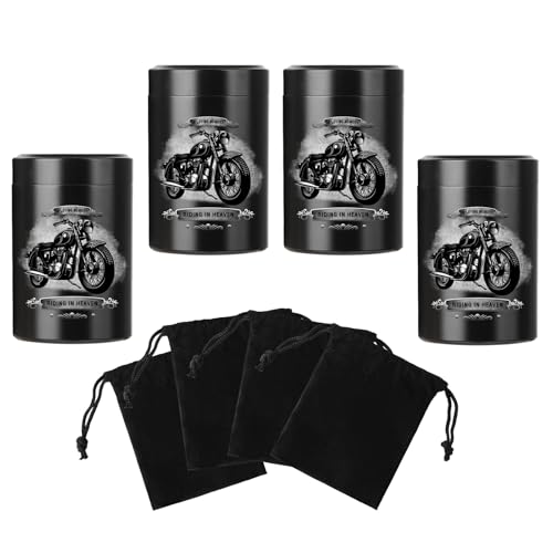 Small Urns for Human Ashes 2.75 Inch Set of 4 Mini Cremation Urn for Ashes Adult Aluminum Motorcycle Memorial Ashes Keepsake Urn Sharing for Female Male 4pcs-Motorcycle