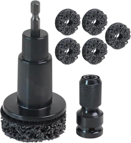 7 Piece Wheel Hub Grinder Set with 5 Sanding Discs, Wheel Bolt Cleaning Tool for Quick Rust Removal, Suitable for 1/2 Inch Impact Wrench and Cordless Screwdriver