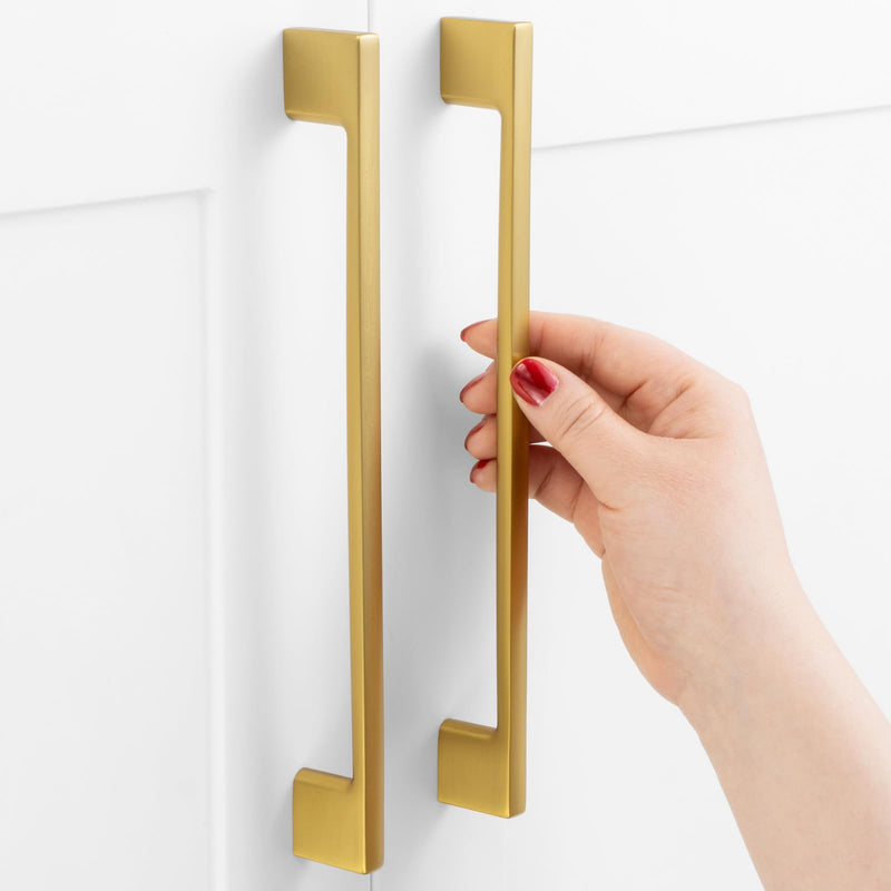 5 Pack 7-1/2 Inch Hole Centers, Brushed Gold Cabinet Pulls Gold Cabinet Handles Gold Kitchen Hardware for Cabinets ZP2205 Drawer Bedroom Dresser Bathroom Vanity Cupboard Closet 7-1/2" Hole Centers-5Pcs Modern