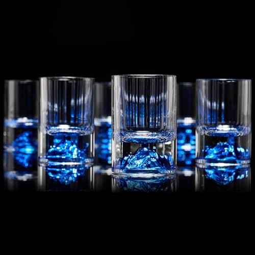 DUJUST Shot Glasses with Blue Mountain (1.5oz), Crystal Shot Glass Set Decorated with Blue Mountain, BPA-Free & Lead-Free, Perfect for Décor & Collection, Gift Choices - 6 pcs Blue Mountain - 6pcs