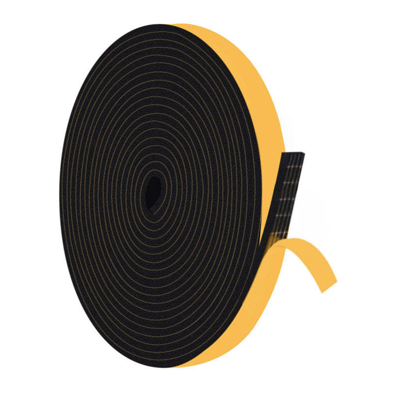 Foam Door Insulation Strip, 1/2In Wide x 1/8In Thick x 16.5Ft Black, Thin Foam Tape Weather Stripping, Dust Noise Reduction, Weatherproof, Energy Saving, Use for Narrow Gaps, Doors, Windows 1/2 in x 1/8 in x 16.5 Ft