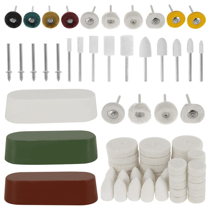 72Pcs Buffing Wheel Polishing Kit 1/8 Inch Shank Abrasive Polishing Wheel Set Rotary Tool Accessories for Jewelry Glass Car 72 PCS