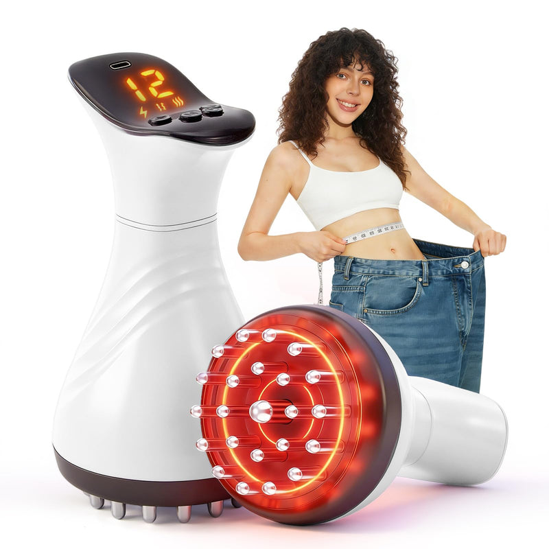Lymphatic Drainage Massager for Legs & Body — Handheld Body Massager to Reduce Swelling, Improve Circulation & Smooth the Look of Cellulite (White) White