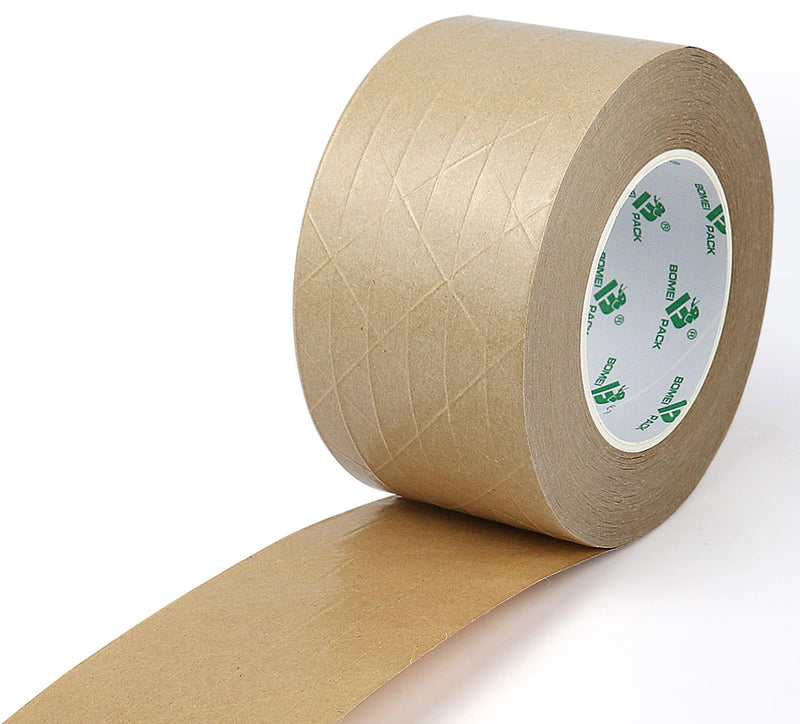 BOMEI PACK Wide Brown Reinforced Kraft Paper Packing Tape 3inch, Self Adhesive Paper Gummed Packing Tape, for Heavy Duty Packaging, Shipping, Moving and Storage, 72mmX 55yds 3in x 55y