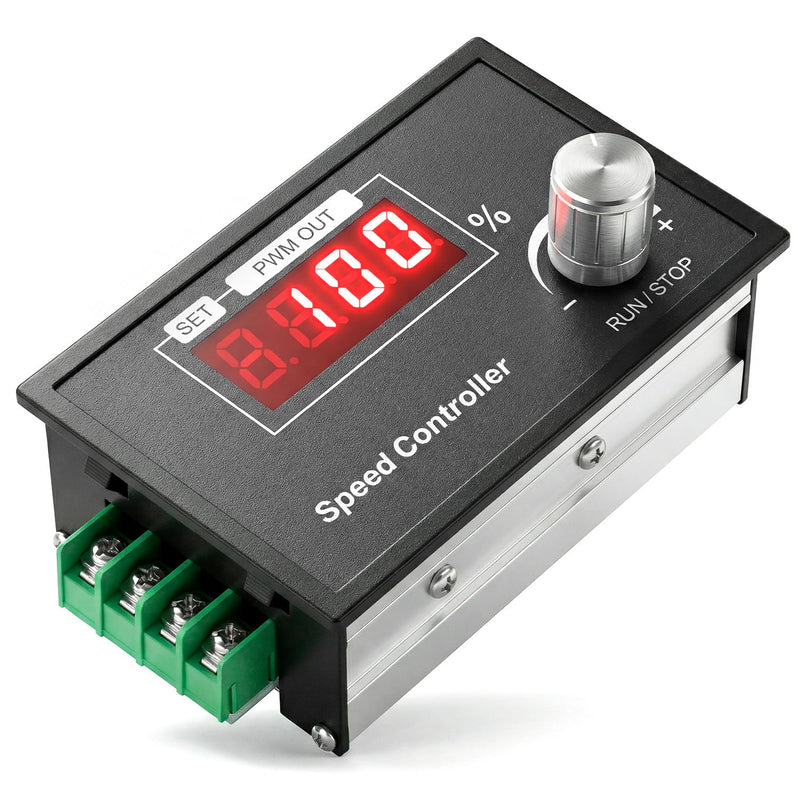 QWORK® PWM DC Motor Speed Controller 6-60V 30A - Digital LED Speed Controller for Engines 12V 24V 36V 48V Infinitely Adjustable with Rotary Knob