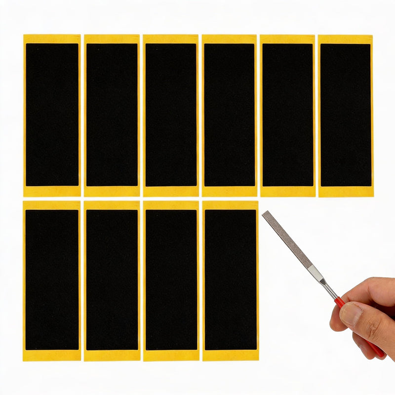 TOMULE 10 Pcs Black Fingerboard Grip Tape 1.5x4.3in and 5.5in File for Skateboard Scooter Accessories, Professional Grip for Performance, Easy Apply Shape Polish for Fingerboard Obstacles Rails Decks