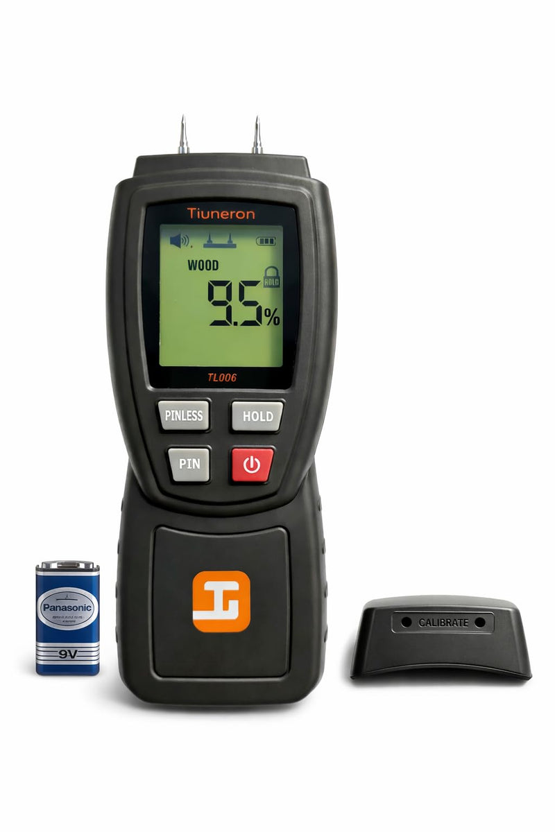 Dual Mode Moisture Meter for Wood and Building Materials, Pin & Pinless 2-in-1 Moisture Detector with Backlight & Buzzer, Digital Water Leak Tester for Hardwood, Softwood, Drywall & Masonry