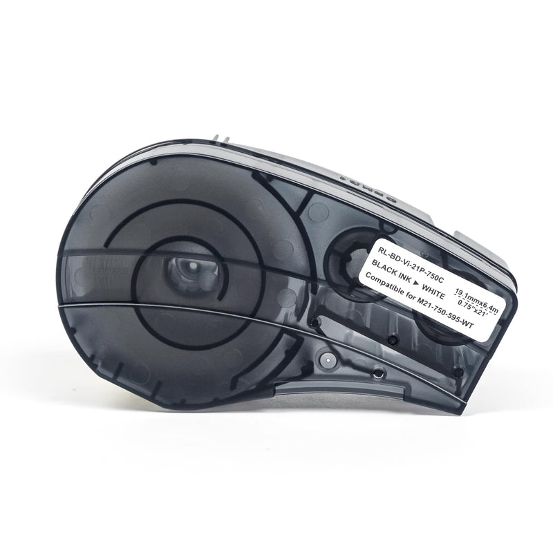 Replacement Label Tape Compatible for M21-750-595-WT, All-Weather Vinyl Label for M210, M210-LAB, M211 and BMP21-LAB Printers,Black on White,0.75" Width 21' Length 0.75" X 21' 595