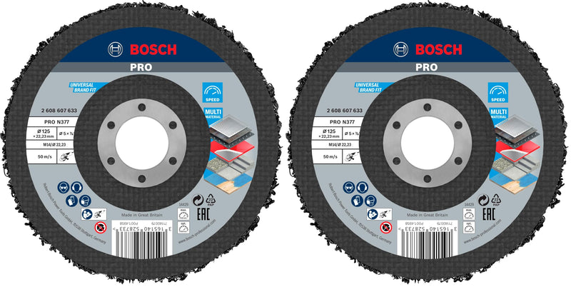 Bosch Professional Cleaning Disc N377 Best for Metal 125 mm, Pack of 1, Black, 2608607633 (Pack of 2) 125mm (Packung mit 2)