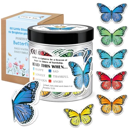 Butterfly Scripture Jar, 60 Prayer Cards, Inspirational Gifts for Women Butterfly(Christian)