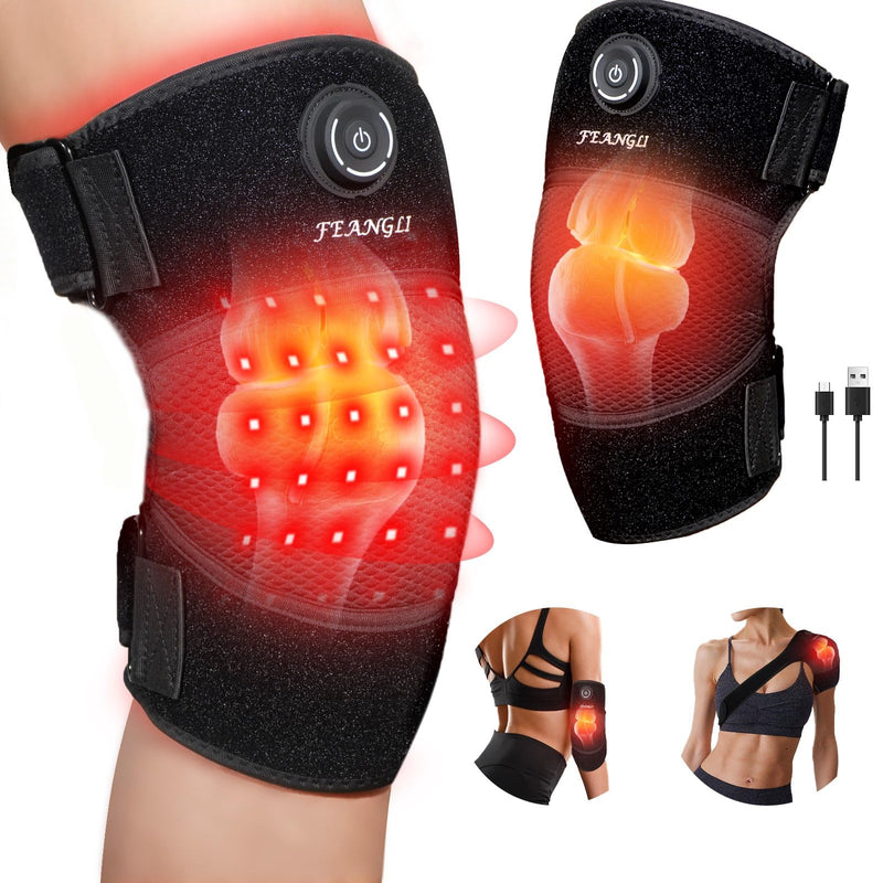 [Australia - AusPower] - FEANGLI Red-Light-Therapy, Infrared Light Knee Brace Wireless Rechargeable for Knee Shoulder Pain Relief, 660nm & 850nm Infrared Therapy Heated Device for Knee/Shoulder/Joint/Elbow,Gifts for Women Men 1 Pack 
