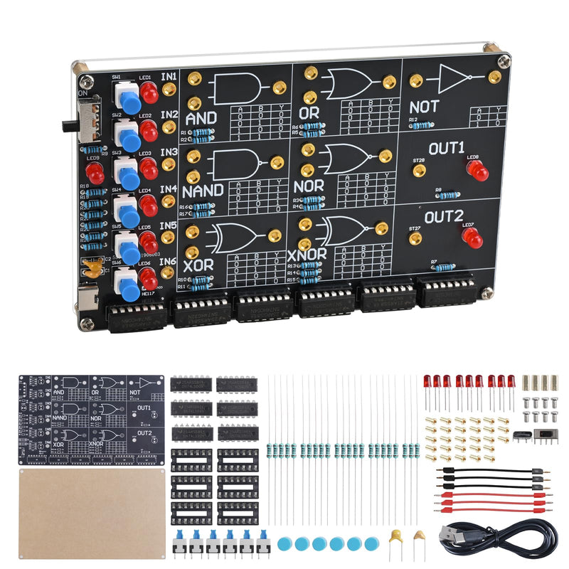 DIY Logic Gate Soldering Kit with LED Display | Electronics Soldering Kit for Learning to Solder with AND OR NOT NAND NOR XOR XNOR, Digital Logic Circuits for Students, Schools, STEM