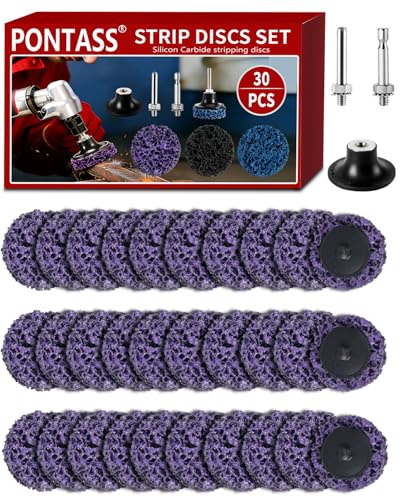 50 mm CSD disc sanding discs, 30 pieces, purple cleaning disc set with 6 mm shaft, nylon flex discs, removal of paint, rust, varnish and scale reliable DE-30pcs-Purple