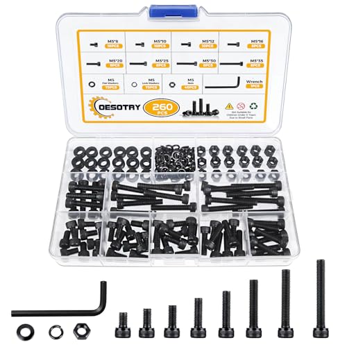 12.9 Alloy Steel 260 Pcs M5 Screw Kit and M5 Bolts Nuts Washers