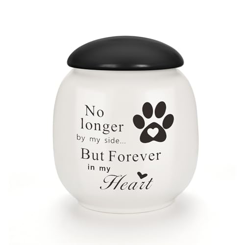 Pet Urn for Dog Cat Ashes Small Handmade Memorial Keepsake-Paw Print White Paw