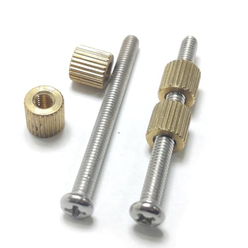 SZFNSEN 45mm SUS304 Loveless bolt knife handle fasteners with brass 8mm nuts, 12-set assortment