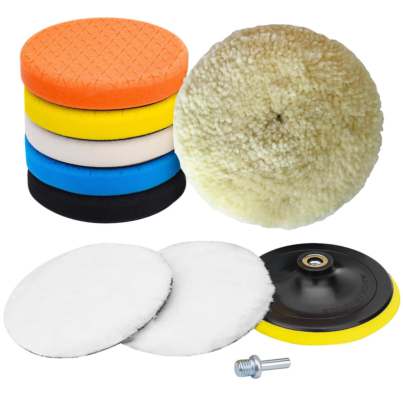 10pcs Polishing Buffing Pads for Drill - 6 Inches Car Polishing kit, Car Foam Buffing Sponge Pads Kit with M14 Drill Adapter,Polishing Pad Kit for Car Buffer Polisher, Polishing and Waxing