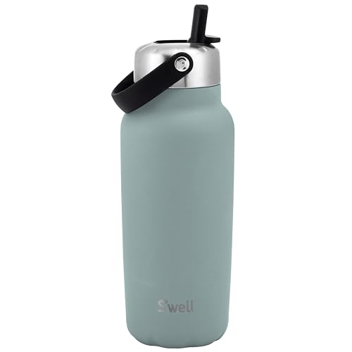S'well Recycled Stainless Steel Explorer with Flip Straw Lid, 32oz, Eucalyptus, Triple Layered Vacuum Insulated Containers Keeps Drinks Cold for 42 Hours and Hot for 10