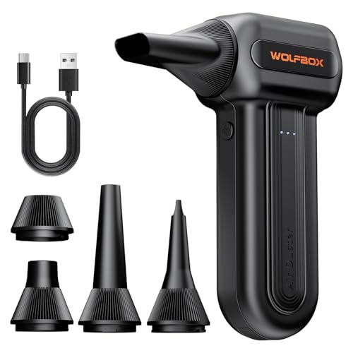WOLFBOX MF60 cordless electric compressed air duster in black with 3-speed adjustable controls