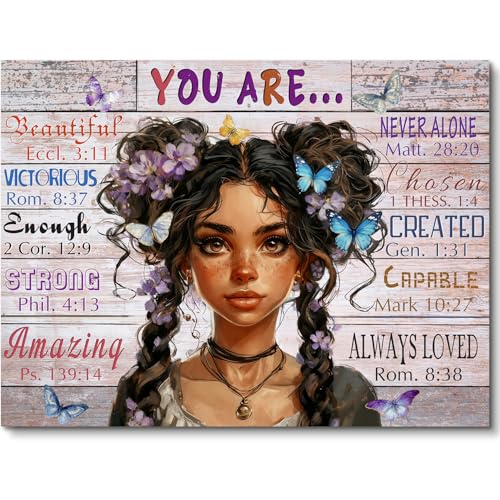 African American Black Woman Wall Art You Are Bible Verse Posters, 12"x16" 16"L x 12"W