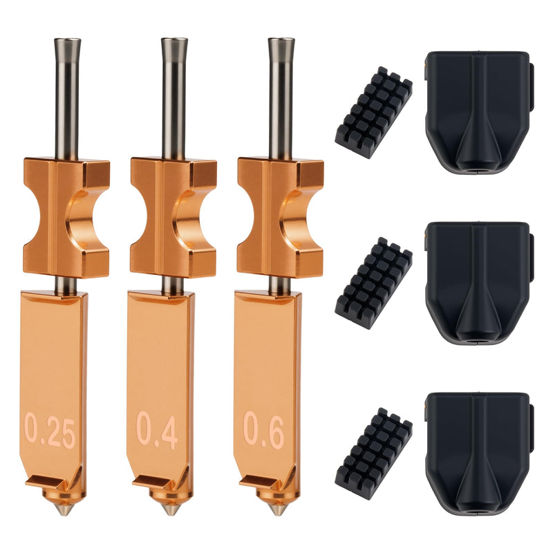 Upgraded 0.25MM&0.4MM&0.6MM Hotend Kit for Flashforge AD5X Nozzle,All Metal Hot End/Printhead Replacement,3Pcs 3D Printer Assembled Extruder Kits with Detachable Nozzle,Extra 3PCS(Silicone Sock+Brush) 0.25MM+0.4MM+0.6MM