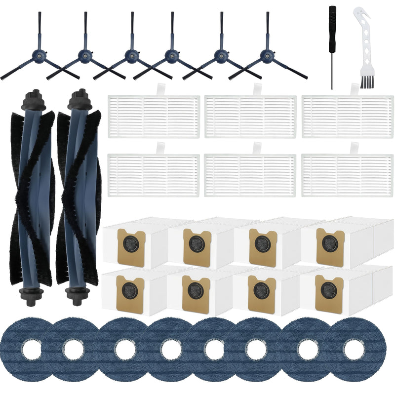 [Australia - AusPower] - 32 Pack C20 Omni Replacement Parts Accessories for Eufy C20 Omni Robot Vacuums kit,2 Roller Brush,6 Side Brushes,6 HEPA Filters,8 Dust Bags 8 Mop Pads and 2 Tools C20 Omni Semi-Annual Replacement Kits 