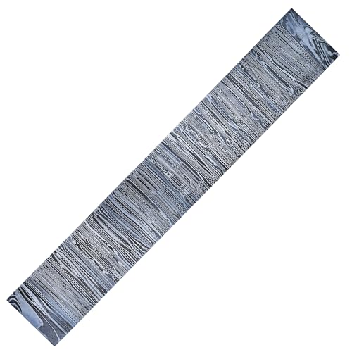Damascus steel billet bar, Firestorm pattern, 1095 and 15N20 hand-forged blank for knife making, 12 x 2 inches