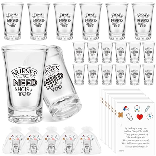 Pickmesh 24 Sets Nurse Week Gifts Bulk for Women with 1.2oz Acrylic Shot Glasses Thank You Cards Gift Bag Funny Ideas for Appreciation Nursing Student Rn Lpn Practitioner Retirement Graduation 2026