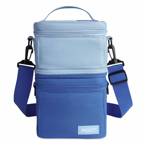 PackIt Freezable Small Mod 3-in-1 lunch box with 3.2L capacity in sky blue and azure blue, featuring a compact, versatile design.