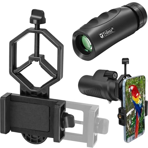 Waterproof Compact Monocular 10x25 - Bundle with - Smartphone Telescope Adapter Camera Mount