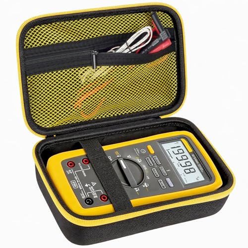 Comecase hard multimeter case for Fluke 87V MAX with black case, yellow pocket, and holster