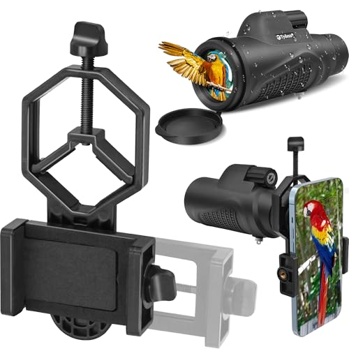 K9 Prism 8x42 Waterproof Monocular Telescope - Bundle with - Smartphone Telescope Adapter Camera Mount
