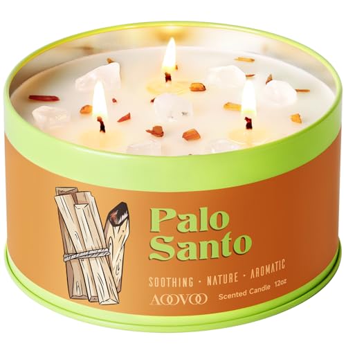 AOOVOO Palo Santo Candle for Meditation & Cleansing - 12oz Scented Candle