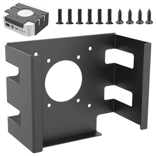 Aluminum Mount for Mac Mini M4 & M4 Pro, Under Desk Mount Wall Mount Monitor Mount with Anti-Theft Device for Office and Home (Black) Black