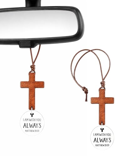 2PCS Cross for Car Mirror Hanging, Christian Gifts for New Driver Men Women, Rearview Hanger Cross Ornament Rear View Mirror Accessories