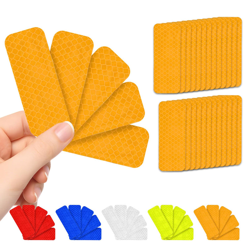 30 Pcs Safety Warning Tapes, 3.15″ x 1.2″ Rectangular Reflective Stickers Side Trim Strip, 8x3 CM Reflective Marker High Visibility Waterproof PET Reflector for Mailbox, Car, Helmets, Amber 8 X 3 CM