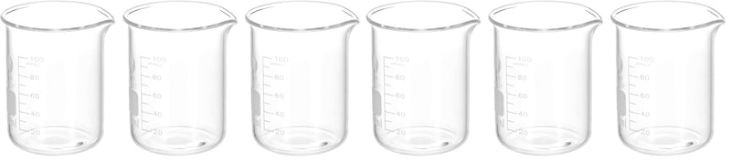 PATIKIL 3Pcs 100ml Low Form Glass Beaker, 3.3 Borosilicate Glass Graduated Printed Scale Measuring Cups with Spout for Kitchen Lab Liquids (Pack of 2) 100ml (Pack of 2)