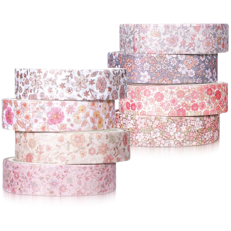 8 Rolls Floral Washi Tape, Cute Washi Tape Thin Retro Decorative Antique Patterns Masking Tapes for Arts,DIY Crafts,Journals,Planners,Scrapbook,Junk Journal,Wrapping