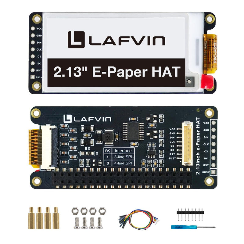 LAFVIN 2.13 inch E-Ink Paper HAT Display Module Electronic Whiteboard NVMe M.2 SSD PCIe Compatible with Raspberry Pi 5/4B/3B+/3B/2B/A+/Zero W//Zero 2 W
