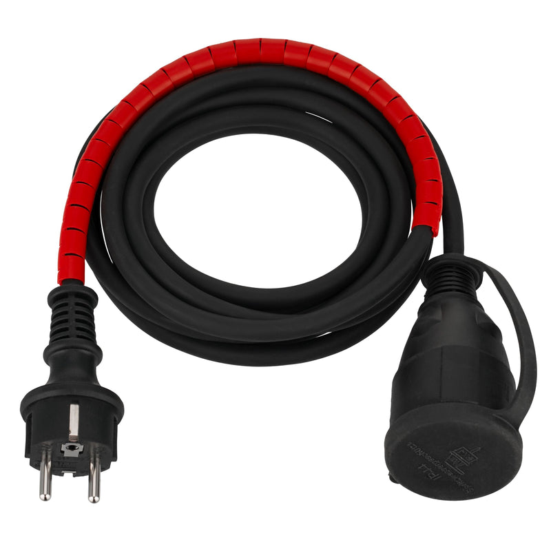 REV Extension Cable 3 m with Cable Protection Outdoor 3600 W IP44 Black Black-KS 3m (H05RR) NEU