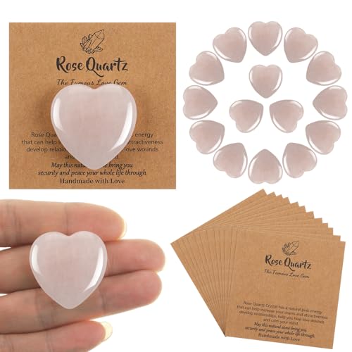 16 Sets 1.2 Inch Pink Heart Shaped Crystal Set Rose Quartz