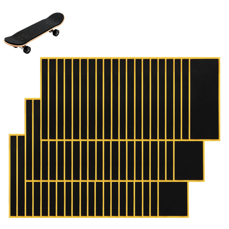 60pcs Fingerboard Grip Tapes, 11x3.8cm/4.33x1.5in Strong Adhesive Anti Slip Stickers PET Backing Foam Tape for Finger Skateboard Games & Tricks (Black) 60