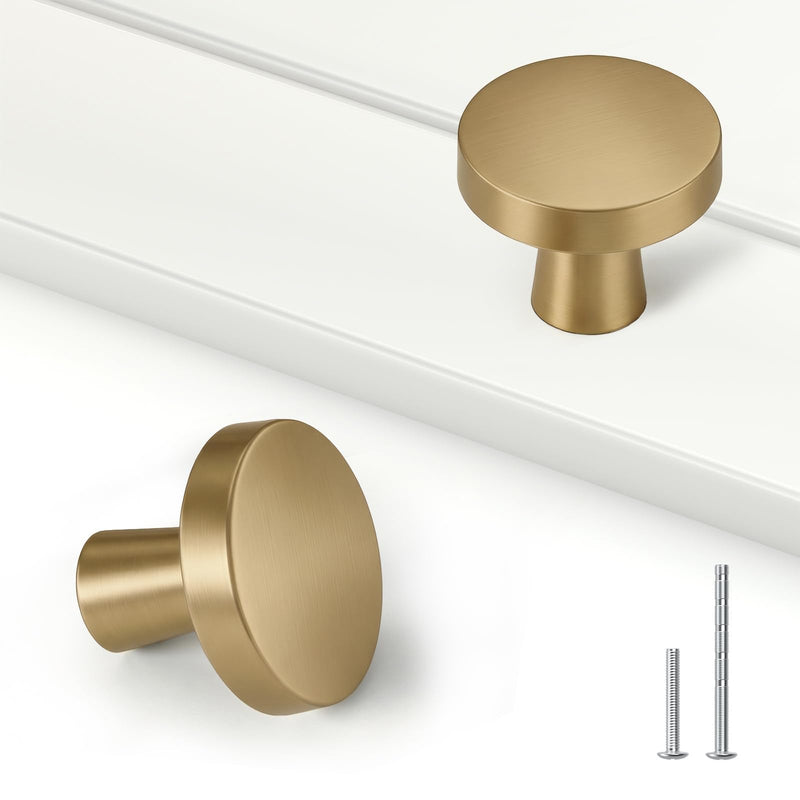 Goldenwarm 10pcs Champagne Bronze Cabinet Knobs for Dresser Drawers Kitchen Hardware Handles Gold Modern Round Knob,Zinc Alloy 10 Pack