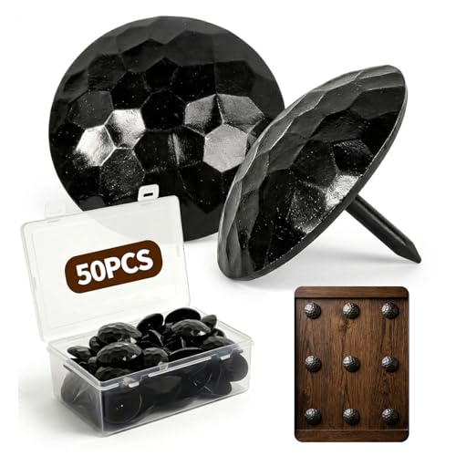 50-piece Maukeep 1-inch black iron clavos decorative nails for rustic wood doors, furniture, gates, shutters and beams