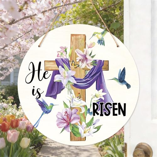 Religious Cross Flower Easter Home Garden Door Decor HE IS RISEN
