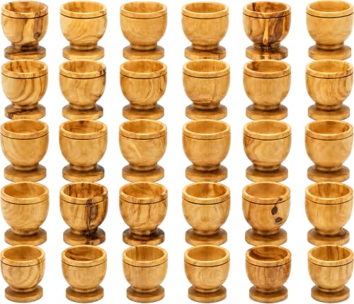 Zuluf Olive Wood Communion Cups, Set of 30 Mini Chalices, 1.6 Inch
