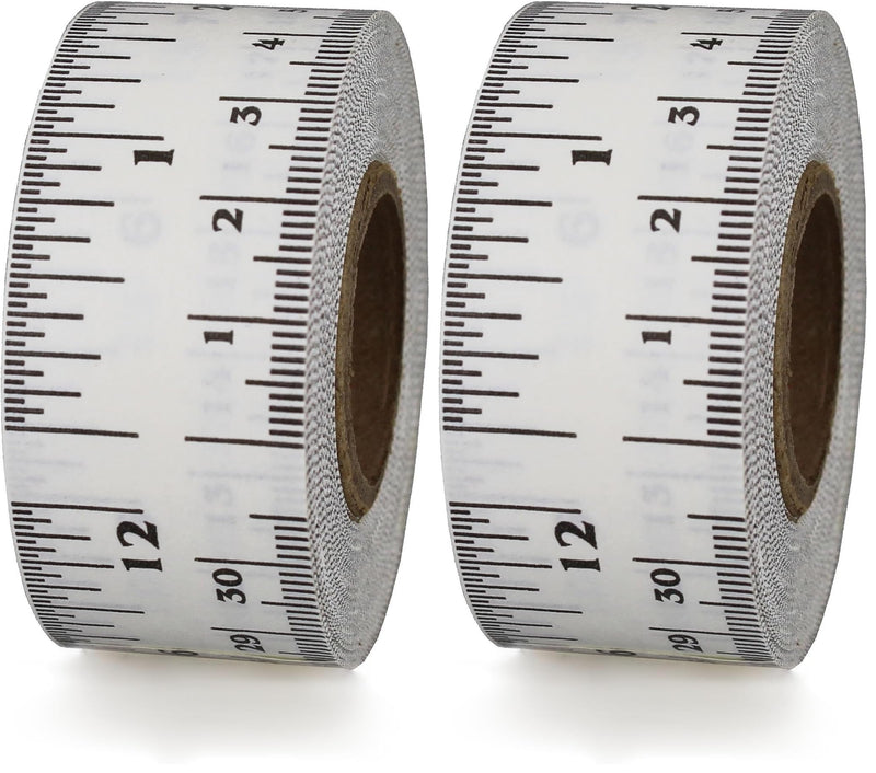 ChromaLabel 12 Inch Adhesive Measuring Tape, Flat Tape Measure for Woodworking, Office, and School Sticker - White (Pack of 2) 1" Wide (Pack of 2)